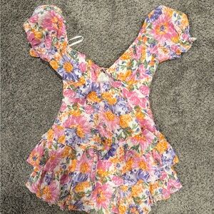 Floral Puff Sleeve Romper/Dress